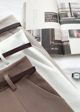 Belted High Waisted Shorts Stone's Store