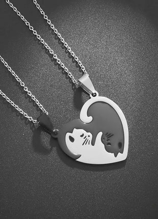 Couple Necklace with Hugging Love Pet Cat Design 17KMM Store