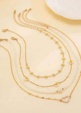 Daisy & Heart Four-Pack Necklace Set Stone's Store