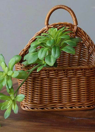 EMESA HOME Wall-Mounted Fruit & Vegetable Basket – Simulated Rattan Plastic Hanging Storage for Kitchen or Home Décor Shop1103209362 Store