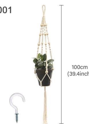 Hanging Plant Handmade Macrame Plant Hanger Flower Pot Planter Hanger Wall Decor Courtyard Garden Hanging Planter Hanging Basket FENGRISE Microstar Store