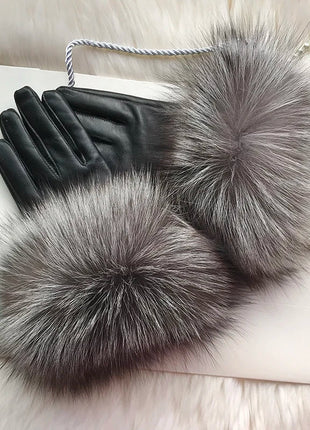 Women's Genuine Sheepskin Leather Gloves Warmth way Store