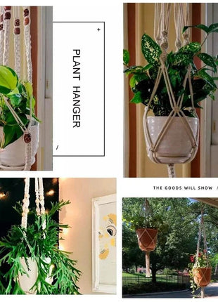 Hanging Plant Handmade Macrame Plant Hanger Flower Pot Planter Hanger Wall Decor Courtyard Garden Hanging Planter Hanging Basket FENGRISE Microstar Store