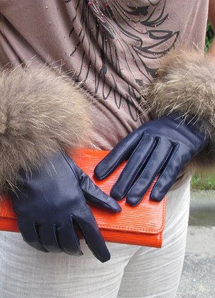 Women's Genuine Sheepskin Leather Gloves Warmth way Store