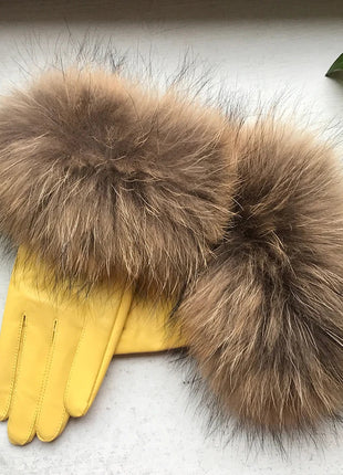 Women's Genuine Sheepskin Leather Gloves Warmth way Store