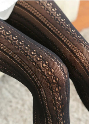 Autumn Lace Tights - Hollow White Pattern ICCLEK Girl lingerie Store