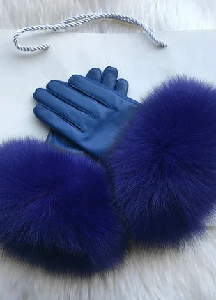 Women's Genuine Sheepskin Leather Gloves Warmth way Store
