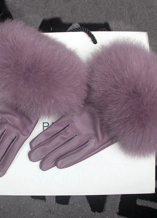 Women's Genuine Sheepskin Leather Gloves Warmth way Store
