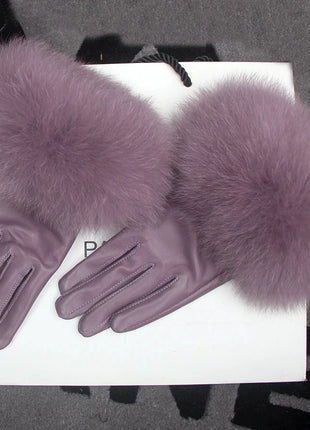 Women's Genuine Sheepskin Leather Gloves Warmth way Store