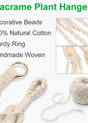 Hanging Plant Handmade Macrame Plant Hanger Flower Pot Planter Hanger Wall Decor Courtyard Garden Hanging Planter Hanging Basket FENGRISE Microstar Store