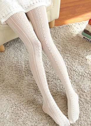 Autumn Lace Tights - Hollow White Pattern ICCLEK Girl lingerie Store