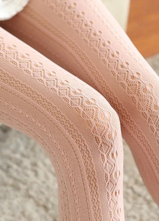 Autumn Lace Tights - Hollow White Pattern ICCLEK Girl lingerie Store