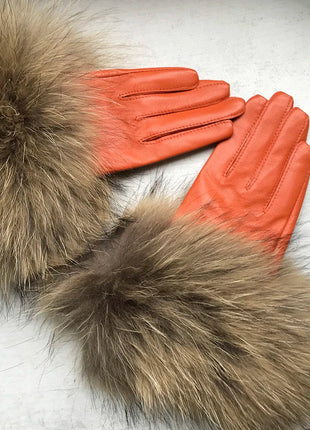 Women's Genuine Sheepskin Leather Gloves Warmth way Store