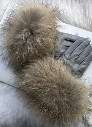 Women's Genuine Sheepskin Leather Gloves Warmth way Store