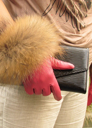 Women's Genuine Sheepskin Leather Gloves Warmth way Store