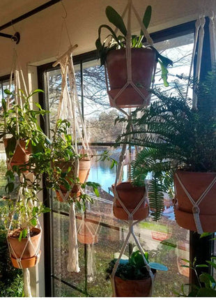 Hanging Plant Handmade Macrame Plant Hanger Flower Pot Planter Hanger Wall Decor Courtyard Garden Hanging Planter Hanging Basket FENGRISE Microstar Store