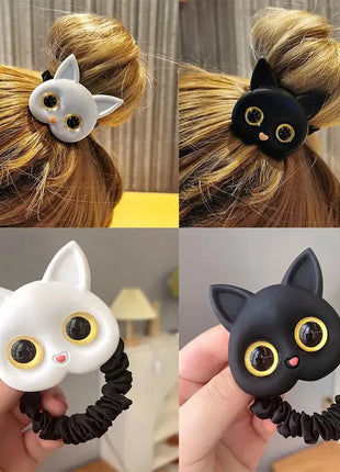 2023 New Women Cute Cat Rubber Bands Elastic Hair Bands Korean Headwear Children For Girls Lovely Hair Accessories Ornaments SYTZ Hair Accessories Store
