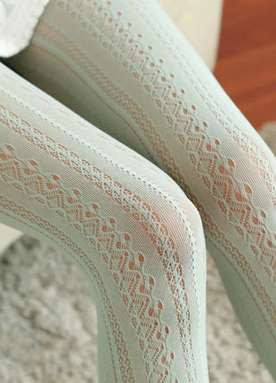 Autumn Lace Tights - Hollow White Pattern ICCLEK Girl lingerie Store