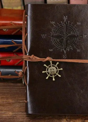 Retro Spiral Notebook Diary Notepad Vintage Pirate Anchors PU Leather Note Book Replaceable Stationery Gift Traveler Journal PHANTACI Speciality Store