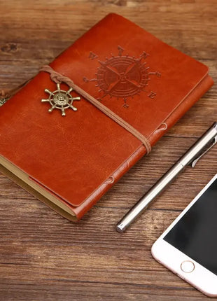 Retro Spiral Notebook Diary Notepad Vintage Pirate Anchors PU Leather Note Book Replaceable Stationery Gift Traveler Journal PHANTACI Speciality Store