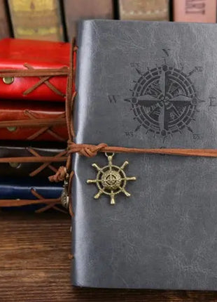 Retro Spiral Notebook Diary Notepad Vintage Pirate Anchors PU Leather Note Book Replaceable Stationery Gift Traveler Journal PHANTACI Speciality Store