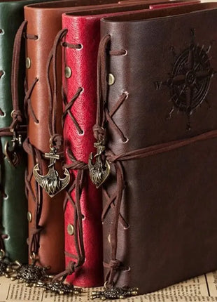 Retro Spiral Notebook Diary Notepad Vintage Pirate Anchors PU Leather Note Book Replaceable Stationery Gift Traveler Journal PHANTACI Speciality Store