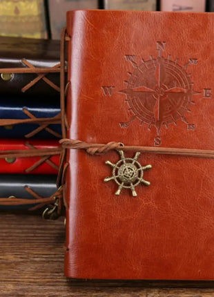 Retro Spiral Notebook Diary Notepad Vintage Pirate Anchors PU Leather Note Book Replaceable Stationery Gift Traveler Journal PHANTACI Speciality Store