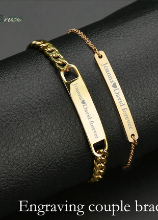 Nextvance Customized Engraving Nameplate Couple Bracelet Stainless Steel Chain Id Tag Bracelets For Lover Valentines Day Gift Nextvance Jewellry Store