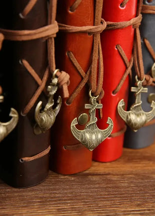 Retro Spiral Notebook Diary Notepad Vintage Pirate Anchors PU Leather Note Book Replaceable Stationery Gift Traveler Journal PHANTACI Speciality Store