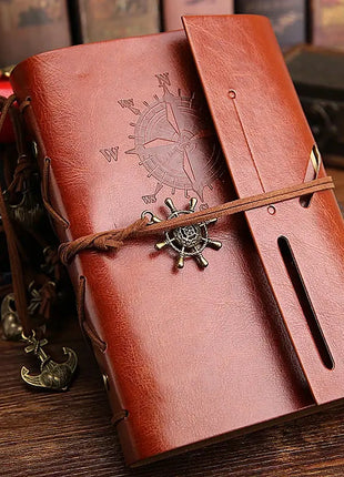 Retro Spiral Notebook Diary Notepad Vintage Pirate Anchors PU Leather Note Book Replaceable Stationery Gift Traveler Journal PHANTACI Speciality Store