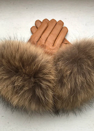 Women's Genuine Sheepskin Leather Gloves Warmth way Store