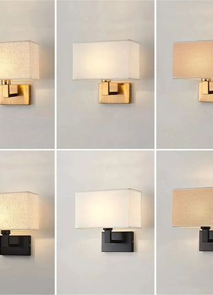 Minimalist Wall Sconces with Rectangle Fabric Shade - USB Wall Lights Guwai Lighting Store