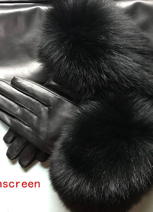 Women's Genuine Sheepskin Leather Gloves Warmth way Store