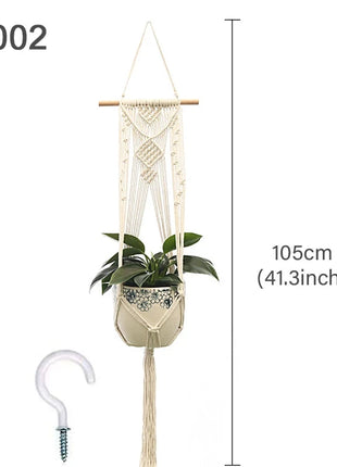 Hanging Plant Handmade Macrame Plant Hanger Flower Pot Planter Hanger Wall Decor Courtyard Garden Hanging Planter Hanging Basket FENGRISE Microstar Store
