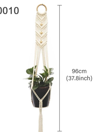 Hanging Plant Handmade Macrame Plant Hanger Flower Pot Planter Hanger Wall Decor Courtyard Garden Hanging Planter Hanging Basket FENGRISE Microstar Store