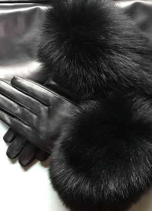 Women's Genuine Sheepskin Leather Gloves Warmth way Store