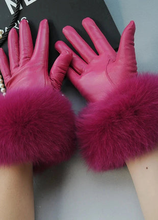 Women's Genuine Sheepskin Leather Gloves Warmth way Store