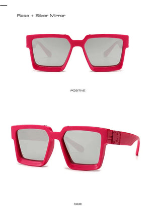 SHAUNA Retro Square Sunglasses 😎 UV400 Candy Colors & Silver Mirror SHAUNA Official Store