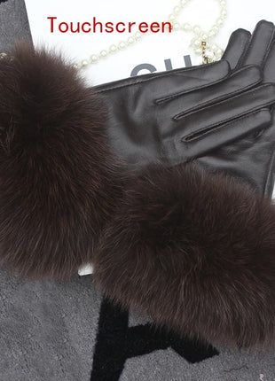 Women's Genuine Sheepskin Leather Gloves Warmth way Store