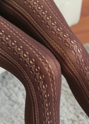 Autumn Lace Tights - Hollow White Pattern ICCLEK Girl lingerie Store