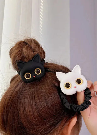 2023 New Women Cute Cat Rubber Bands Elastic Hair Bands Korean Headwear Children For Girls Lovely Hair Accessories Ornaments SYTZ Hair Accessories Store