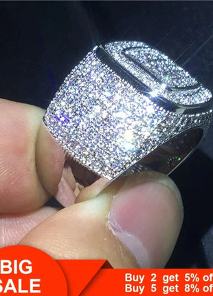 925 Sterling Silver Pave Setting AAAAA Cubic Zirconia Rings vecalon Official Store