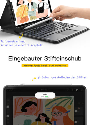 Abnehmbar Tastatur für iPad 11" A16 (2025), iPad Air 11" M3/M2 (2025/2024), iPad Air 10.9" 5/4, iPad Pro 11" 4/3/2/1, KB002 Shopverse