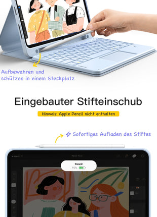 Abnehmbar Tastatur für iPad 11" A16 (2025), iPad Air 11" M3/M2 (2025/2024), iPad Air 10.9" 5/4, iPad Pro 11" 4/3/2/1, KB002 Shopverse