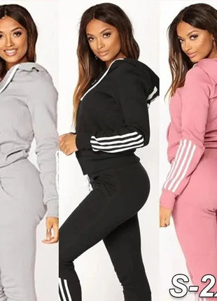 Ladies Fashion Hoodies and Long Pants Set Tracksuits Women Two Pieces Jogging Sports Wear Suit Everything wins the will Store