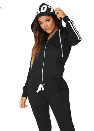 Ladies Fashion Hoodies and Long Pants Set Tracksuits Women Two Pieces Jogging Sports Wear Suit Everything wins the will Store