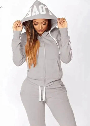 Ladies Fashion Hoodies and Long Pants Set Tracksuits Women Two Pieces Jogging Sports Wear Suit Everything wins the will Store