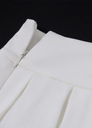 Two-Piece Deep V Vest with Pleated Mini Skirt Candyhot Store