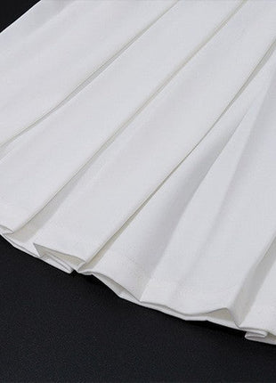 Two-Piece Deep V Vest with Pleated Mini Skirt Candyhot Store