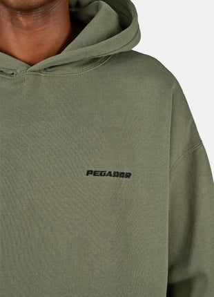 Logo Oversized Hoodie Washed Faded Olive Black Shopverse